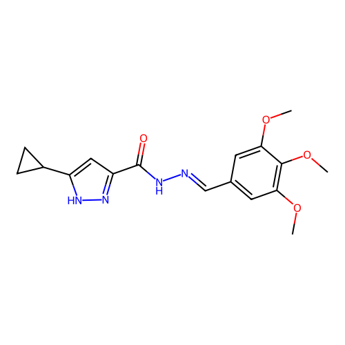 3-Cyclopropyl-N'-(3,4,5-trimethoxybenzylidene)-1H-pyrazole-5-carbohydrazide structure