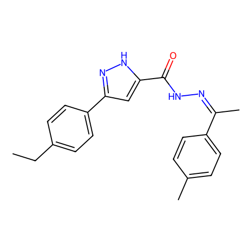 (Z)-3-(4-ethylphenyl)-N'-(1-(p-tolyl)ethylidene)-1H-pyrazole-5-carbohydrazide structure