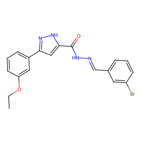 (E)-N'-(3-bromobenzylidene)-3-(3-ethoxyphenyl)-1H-pyrazole-5-carbohydrazide structure