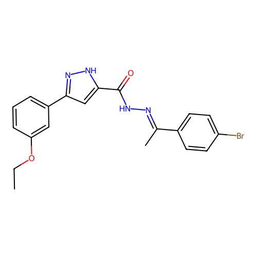 N'-(1-(4-Bromophenyl)ethylidene)-3-(3-ethoxyphenyl)-1H-pyrazole-5-carbohydrazide structure