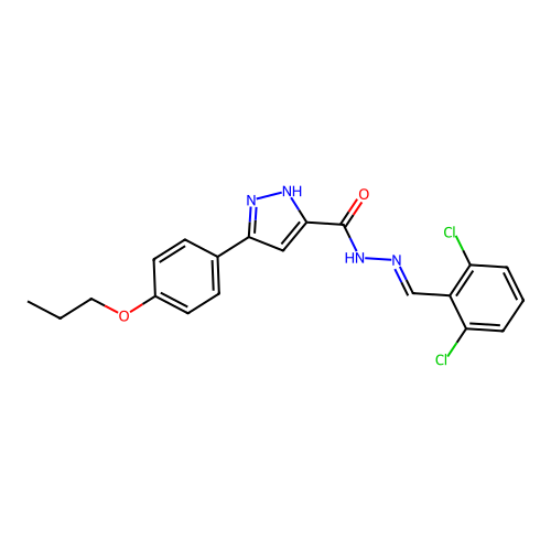 N'-[(E)-(2,6-dichlorophenyl)methylidene]-3-(4-propoxyphenyl)-1H-pyrazole-5-carbohydrazide structure