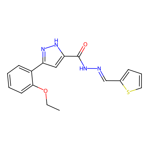 3-(2-Ethoxyphenyl)-N'-(2-thienylmethylene)-1H-pyrazole-5-carbohydrazide structure