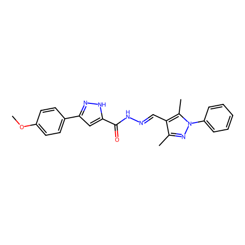 N'-[(E)-(3,5-dimethyl-1-phenyl-1H-pyrazol-4-yl)methylidene]-3-(4-methoxyphenyl)-1H-pyrazole-5-carbohydrazide structure