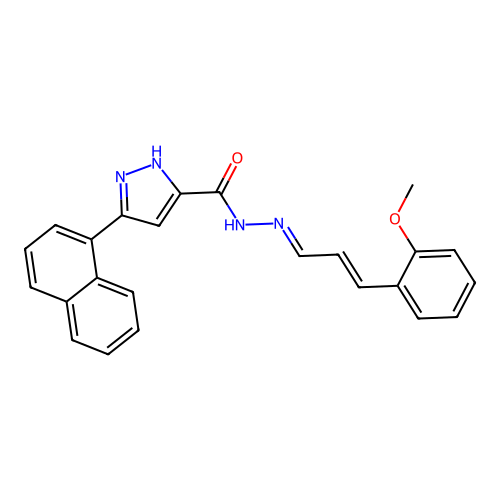 N'-[(1E,2E)-3-(2-methoxyphenyl)prop-2-en-1-ylidene]-3-(naphthalen-1-yl)-1H-pyrazole-5-carbohydrazide structure