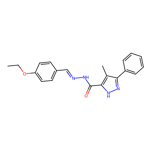 (E)-N'-(4-ethoxybenzylidene)-4-methyl-3-phenyl-1H-pyrazole-5-carbohydrazide structure