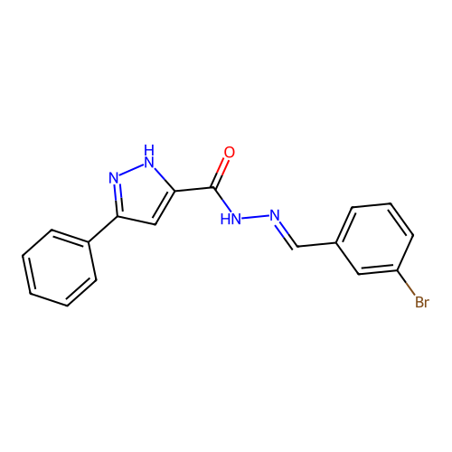 N'-[(E)-(3-bromophenyl)methylidene]-3-phenyl-1H-pyrazole-5-carbohydrazide structure