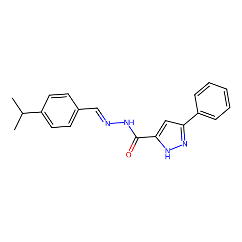 (E)-N'-(4-isopropylbenzylidene)-3-phenyl-1H-pyrazole-5-carbohydrazide structure