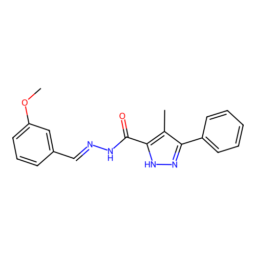 N'-[(E)-(3-methoxyphenyl)methylidene]-4-methyl-3-phenyl-1H-pyrazole-5-carbohydrazide structure