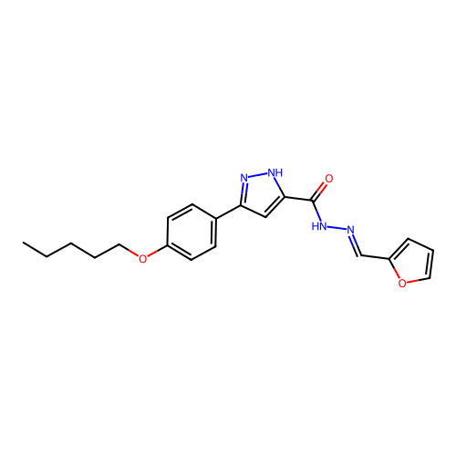 N'-[(E)-furan-2-ylmethylidene]-3-[4-(pentyloxy)phenyl]-1H-pyrazole-5-carbohydrazide structure