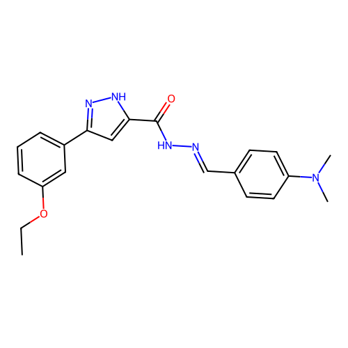 (E)-N'-(4-(dimethylamino)benzylidene)-3-(3-ethoxyphenyl)-1H-pyrazole-5-carbohydrazide structure