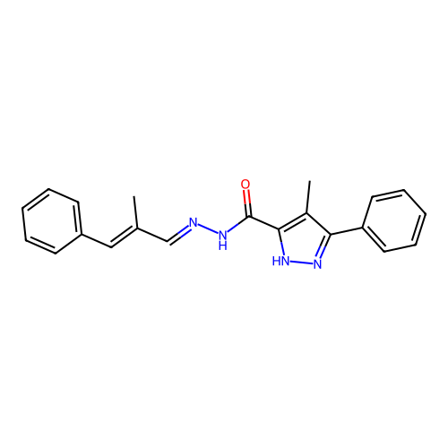 4-methyl-N'-[(1E,2E)-2-methyl-3-phenylprop-2-en-1-ylidene]-3-phenyl-1H-pyrazole-5-carbohydrazide structure