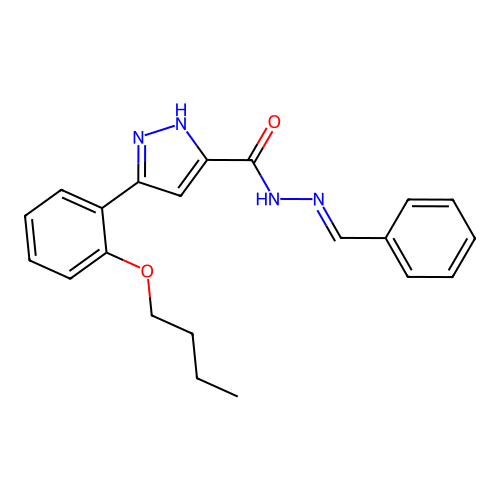 5-(2-butoxyphenyl)-N'-[(E)-phenylmethylidene]-1H-pyrazole-3-carbohydrazide structure