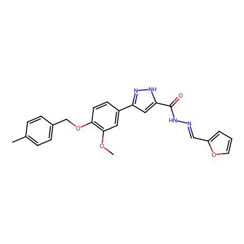 N'-[(E)-furan-2-ylmethylidene]-3-{3-methoxy-4-[(4-methylbenzyl)oxy]phenyl}-1H-pyrazole-5-carbohydrazide structure