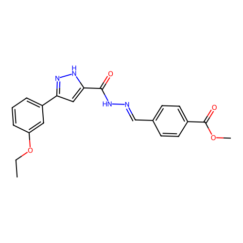 (E)-methyl 4-((2-(3-(3-ethoxyphenyl)-1H-pyrazole-5-carbonyl)hydrazono)methyl)benzoate structure