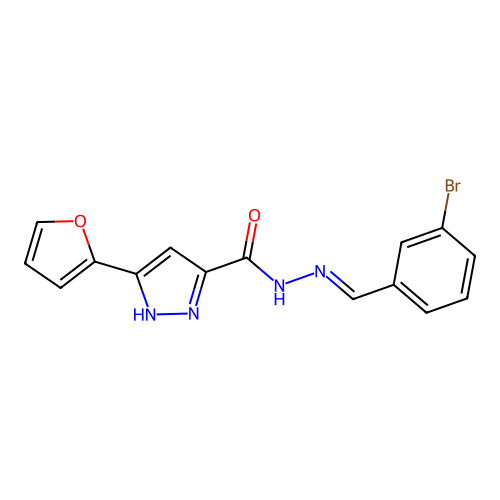 N'-[(E)-(3-bromophenyl)methylidene]-3-(furan-2-yl)-1H-pyrazole-5-carbohydrazide structure