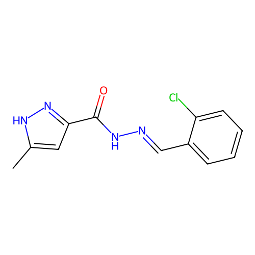 N'-[(E)-(2-chlorophenyl)methylidene]-3-methyl-1H-pyrazole-5-carbohydrazide structure