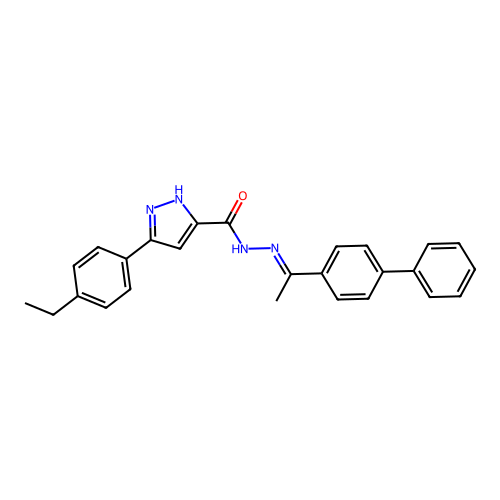 3-(4-ethylphenyl)-N-[(E)-1-(4-phenylphenyl)ethylideneamino]-1H-pyrazole-5-carboxamide structure