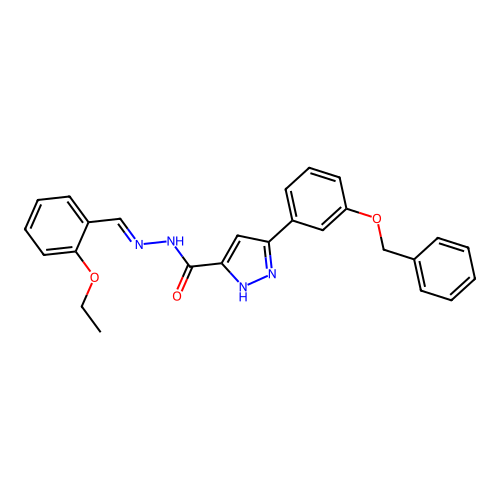 (E)-3-(3-(benzyloxy)phenyl)-N'-(2-ethoxybenzylidene)-1H-pyrazole-5-carbohydrazide structure