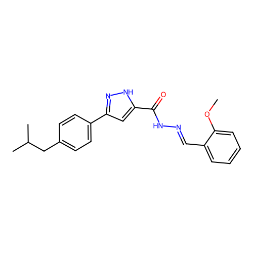 N'-[(E)-(2-methoxyphenyl)methylidene]-3-[4-(2-methylpropyl)phenyl]-1H-pyrazole-5-carbohydrazide structure