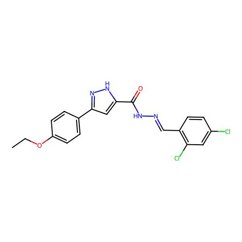 N'-[(E)-(2,4-dichlorophenyl)methylidene]-3-(4-ethoxyphenyl)-1H-pyrazole-5-carbohydrazide structure