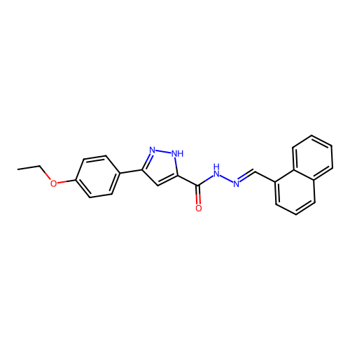 (E)-3-(4-ethoxyphenyl)-N'-(naphthalen-1-ylmethylene)-1H-pyrazole-5-carbohydrazide structure