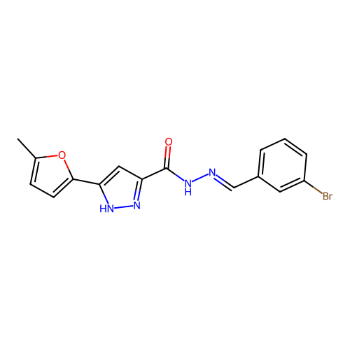 N'-[(E)-(3-bromophenyl)methylidene]-3-(5-methylfuran-2-yl)-1H-pyrazole-5-carbohydrazide structure