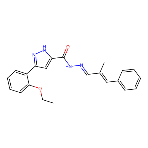 3-(2-ethoxyphenyl)-N'-[(1E,2E)-2-methyl-3-phenylprop-2-en-1-ylidene]-1H-pyrazole-5-carbohydrazide structure