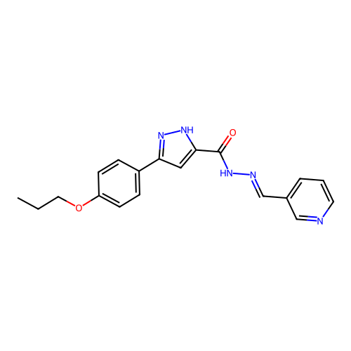 3-(4-propoxyphenyl)-N'-[(E)-3-pyridinylmethylidene]-1H-pyrazole-5-carbohydrazide structure