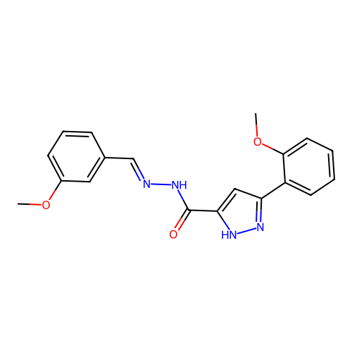 (E)-N'-(3-methoxybenzylidene)-3-(2-methoxyphenyl)-1H-pyrazole-5-carbohydrazide structure