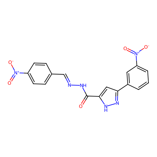 N'-(4-Nitrobenzylidene)-3-(3-nitrophenyl)-1H-pyrazole-5-carbohydrazide structure