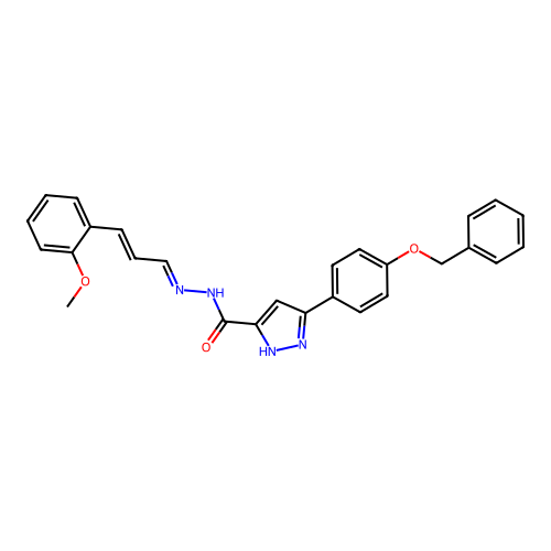 3-(4-(Benzyloxy)phenyl)-N'-(3-(2-methoxyphenyl)allylidene)-1H-pyrazole-5-carbohydrazide structure