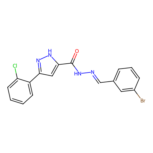 N'-(3-Bromobenzylidene)-3-(2-chlorophenyl)-1H-pyrazole-5-carbohydrazide structure