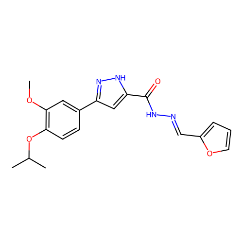 (E)-N'-(furan-2-ylmethylene)-3-(4-isopropoxy-3-methoxyphenyl)-1H-pyrazole-5-carbohydrazide structure
