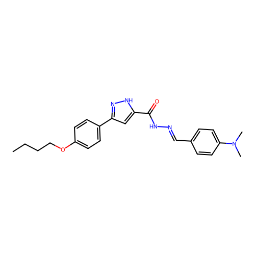 3-(4-butoxyphenyl)-N'-{(E)-[4-(dimethylamino)phenyl]methylidene}-1H-pyrazole-5-carbohydrazide structure