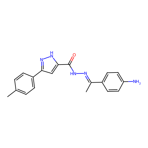 N'-[(1E)-1-(4-aminophenyl)ethylidene]-3-(4-methylphenyl)-1H-pyrazole-5-carbohydrazide structure