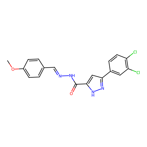 3-(3,4-dichlorophenyl)-N'-[(E)-(4-methoxyphenyl)methylidene]-1H-pyrazole-5-carbohydrazide structure