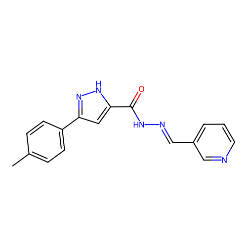 3-(4-methylphenyl)-N'-[(E)-pyridin-3-ylmethylidene]-1H-pyrazole-5-carbohydrazide structure