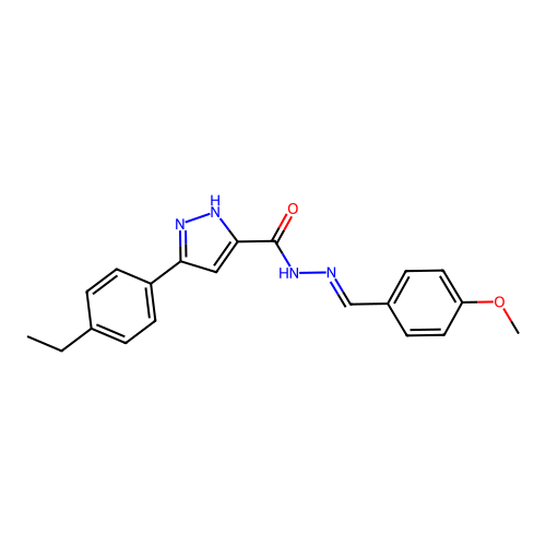(E)-3-(4-ethylphenyl)-N'-(4-methoxybenzylidene)-1H-pyrazole-5-carbohydrazide structure