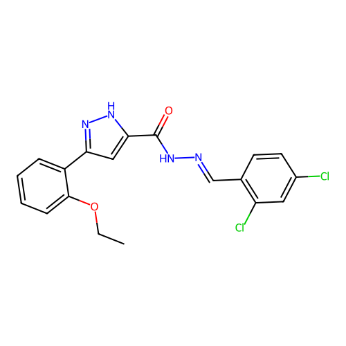 N'-(2,4-dichlorobenzylidene)-3-(2-ethoxyphenyl)-1H-pyrazole-5-carbohydrazide structure