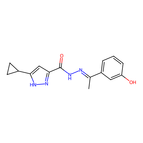 3-Cyclopropyl-N'-(1-(3-hydroxyphenyl)ethylidene)-1H-pyrazole-5-carbohydrazide structure