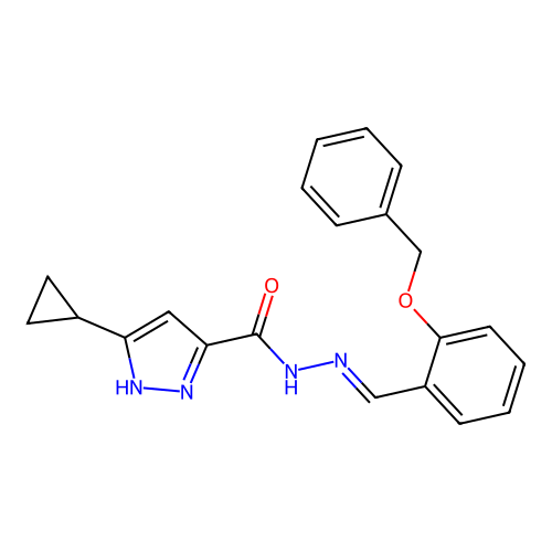 (E)-N'-(2-(benzyloxy)benzylidene)-3-cyclopropyl-1H-pyrazole-5-carbohydrazide structure