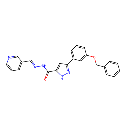 (E)-3-(3-(benzyloxy)phenyl)-N'-(pyridin-3-ylmethylene)-1H-pyrazole-5-carbohydrazide structure