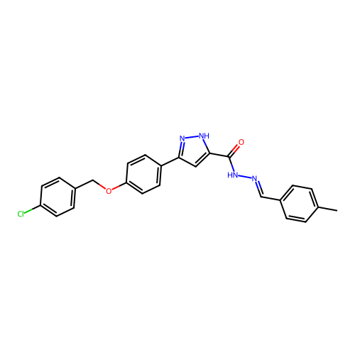 3-(4-((4-CL-Benzyl)oxy)PH)-N'-(4-methylbenzylidene)-1H-pyrazole-5-carbohydrazide structure