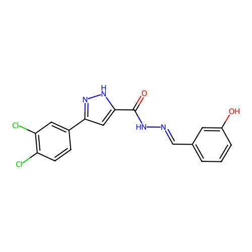 3-(3,4-dichlorophenyl)-N'-[(E)-(3-hydroxyphenyl)methylidene]-1H-pyrazole-5-carbohydrazide structure