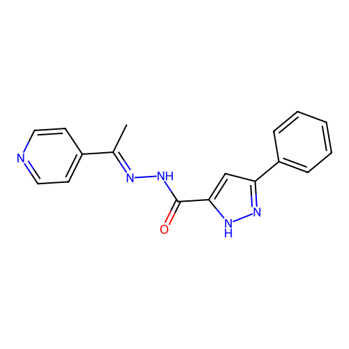 3-phenyl-N'-[(1E)-1-(pyridin-4-yl)ethylidene]-1H-pyrazole-5-carbohydrazide structure