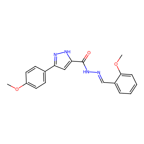(E)-N'-(2-methoxybenzylidene)-3-(4-methoxyphenyl)-1H-pyrazole-5-carbohydrazide structure