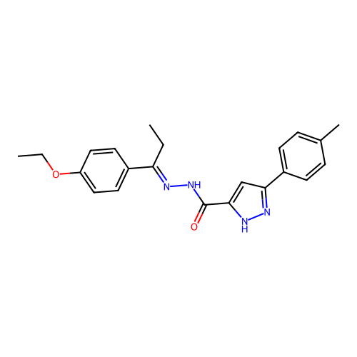 (E)-N'-(1-(4-ethoxyphenyl)propylidene)-3-(p-tolyl)-1H-pyrazole-5-carbohydrazide structure