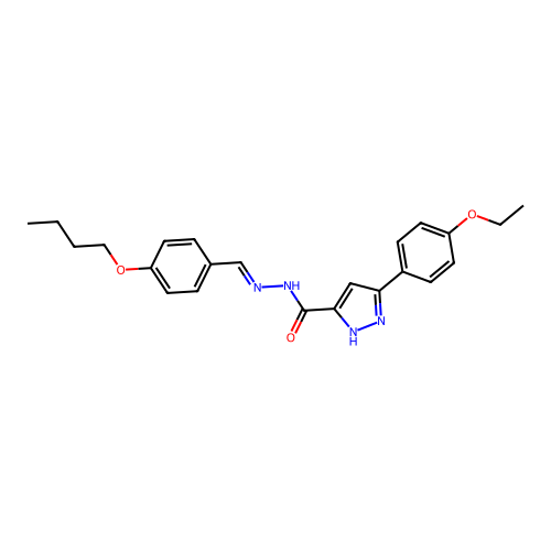 (E)-N'-(4-butoxybenzylidene)-3-(4-ethoxyphenyl)-1H-pyrazole-5-carbohydrazide structure