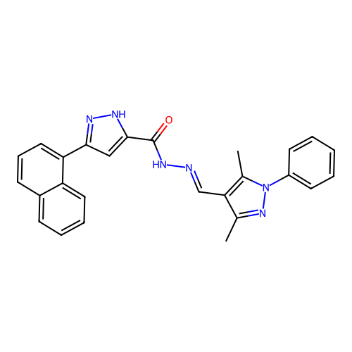 5-Naphthalen-1-yl-2H-pyrazole-3-carboxylic acid [1-(3,5-dimethyl-1-phenyl-1H-pyrazol-4-yl)-meth-(E)-ylidene]-hydrazide structure