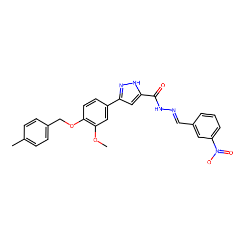 3-{3-methoxy-4-[(4-methylbenzyl)oxy]phenyl}-N'-[(E)-(3-nitrophenyl)methylidene]-1H-pyrazole-5-carbohydrazide structure